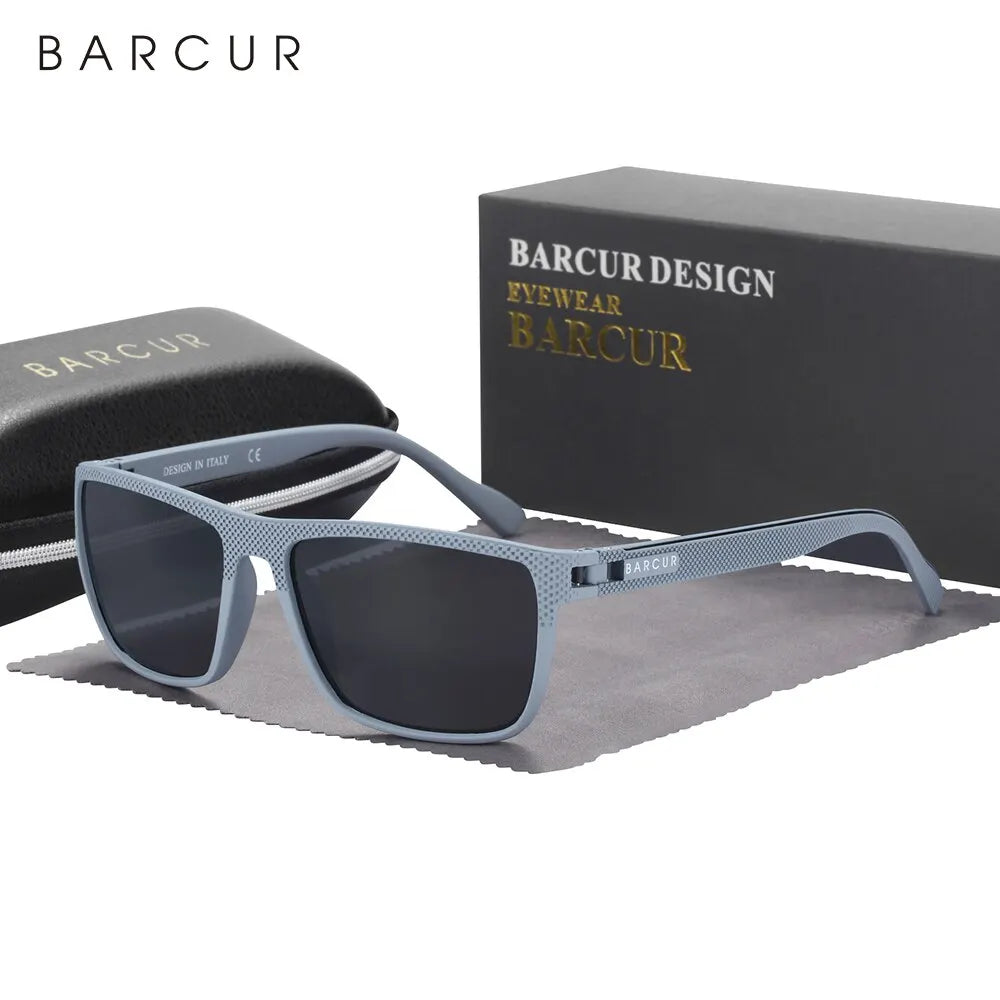 BARCUR Design TR90 Sunglasses Men Polarized Light Weight Sports Sun Glasses Women Eyewear Accessory Oculos UVAB Protection