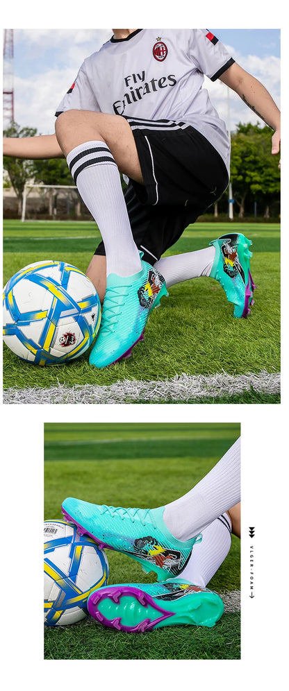 New Men Soccer Shoes FG Non-Slip Long Spikes Football Boots Soccer Cleats Training Shoes Match Ultralight Outdoor Drop Shipping