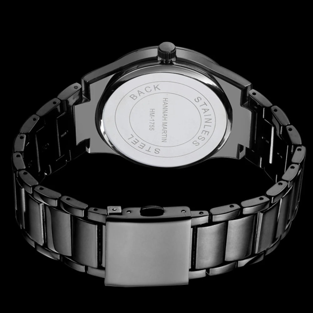 Pánské hodinky Hannah Martin, pouzdro z nerezové oceli, quartzový strojek, ciferník o průměru 41 mm, profesionální styl, s ukazatelem data (imitace)
