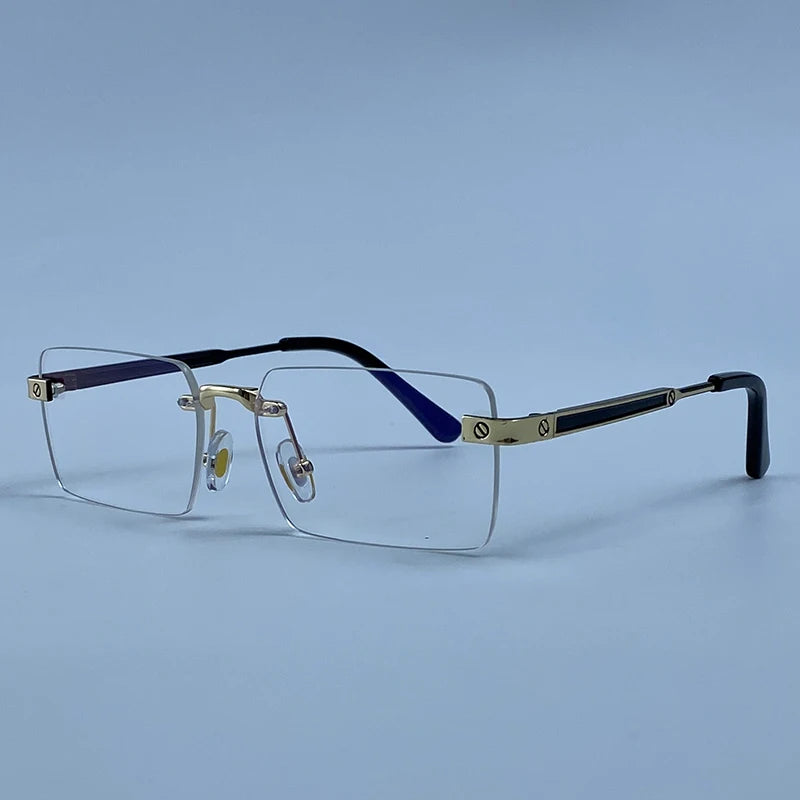 Vintage Rimless Rectangle Sunglasses Men 2026 Luxury Brand Designer Square Metal Frame Sun Glasses Hip Hop Y2K Fashion Eyewear
