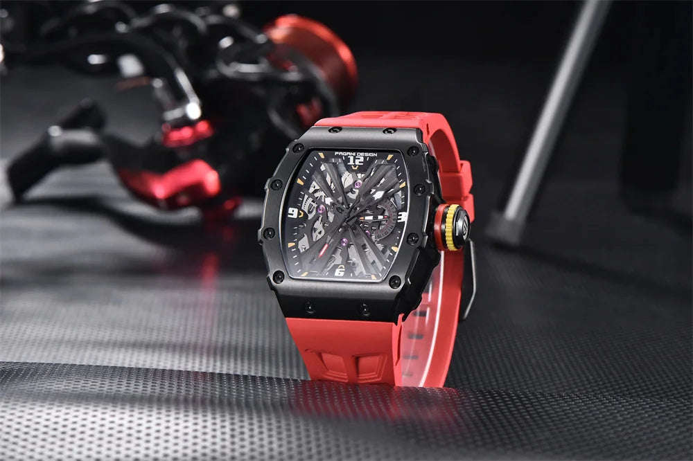 PAGANI DESIGN 42 MM Herren-Skelett-Quarzuhr Japan VH65 Saphirglas Edelstahl 50M wasserdicht Armbanduhren PD1738 Neu