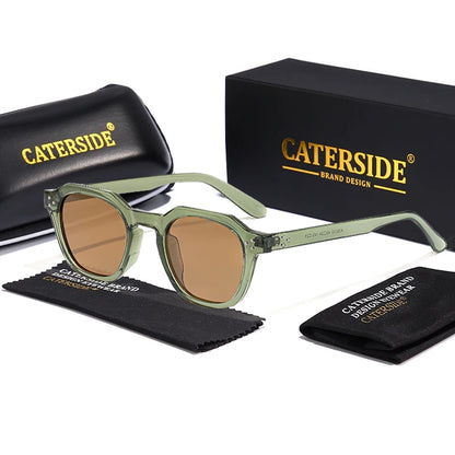 CATERSIDE Retro Polarized Sunglasses Men Ultralight TR90 Frame Polygon Women Sun Glasses Outdoor High Quality Travel  Eyewear
