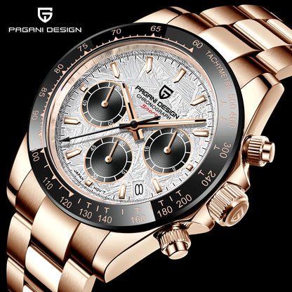 PAGANI DESIGN – Nouvelle montre pour homme, modèle de luxe à quartz en or rose, chronographe sportif étanche jusqu'à 100 m