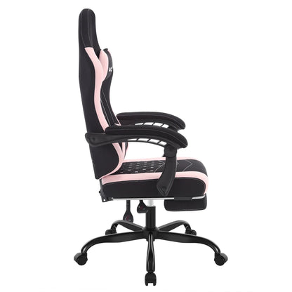 Fotel komputerowy obrotowy WOLTU z funkcją masażu, ergonomiczny fotel biurowy z poduszką i podnóżkiem, gamingowy fotel z regulacją wysokości