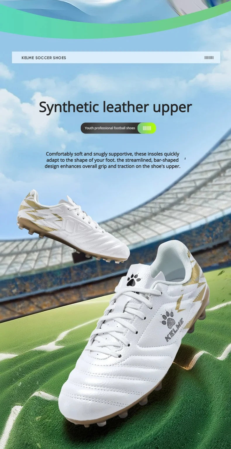 Kelme Men's MG Football Shoes Youth Short Nail Football Shoes Professional Competition Training Shoes Girls' Football Boots