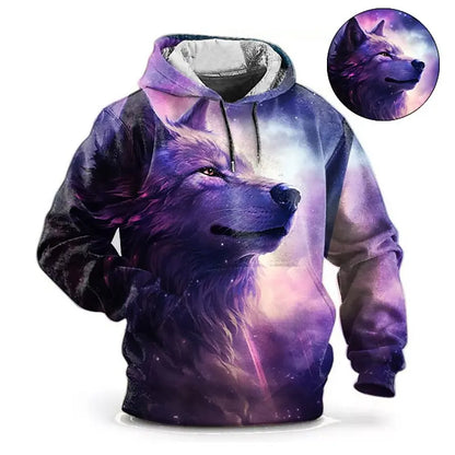 Hoodie med dyremotiv til mænd – ulvemønster – højkvalitets herre-pullover – efterårsmode – street-hoodie – designer – langærmet sportstøj