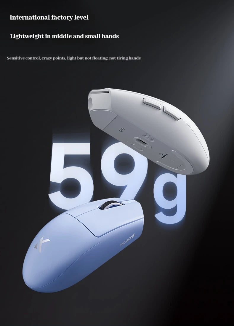 MCHOSE G3 V2 Pro trådløs gamingmus, tri-mode Bluetooth, 800mAh, genopladelig, let, tilpasset ergonomi, esportsmus