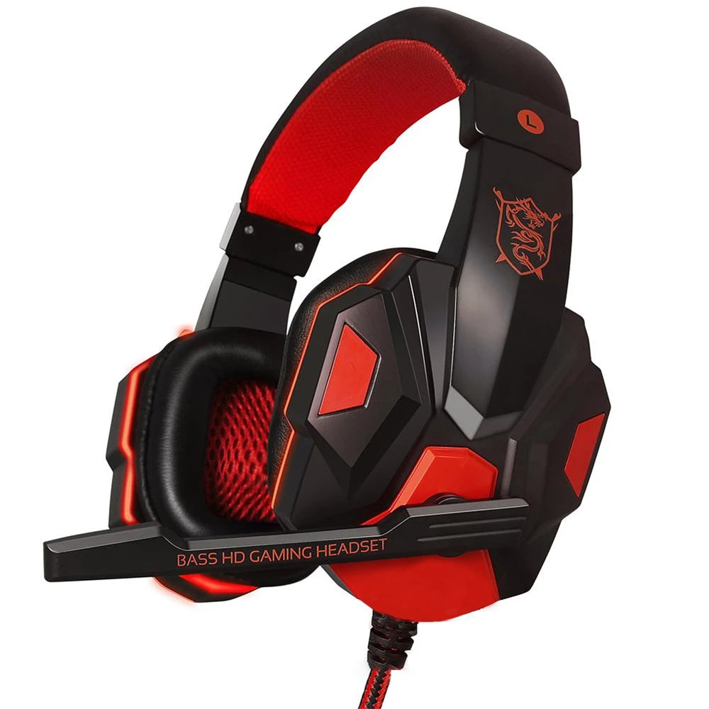 Casques de jeu supra-auriculaires, écouteurs filaires 3.5mm, écouteurs stéréo avec microphone réglable pour ordinateur, téléphone, ordinateur portable, PC