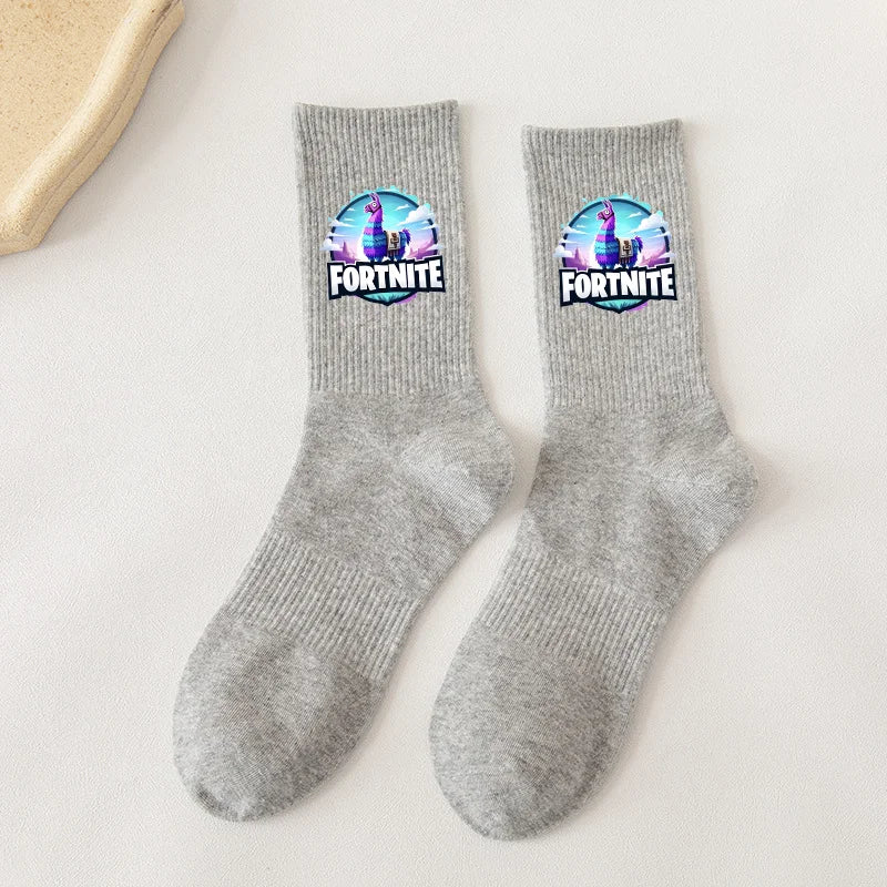 Fortnite Socks Cartoon Game Character Long Socks for Kids and Students in Spring and Autumn Solid Color Cotton Socks Birthday Gifts