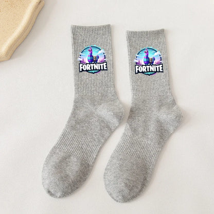 Fortnite Socks Cartoon Game Character Long Socks for Kids and Students in Spring and Autumn Solid Color Cotton Socks Birthday Gifts