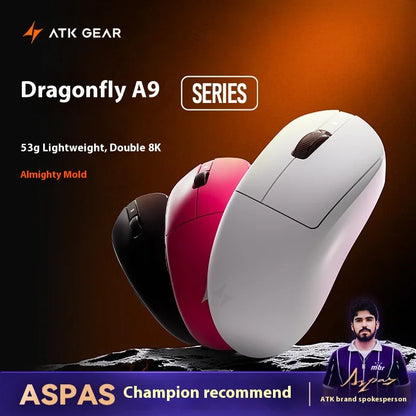 ATK  A9 Plus Gaming Mouse Wireless A9/A9 SE/A9 Pro Tri Mode 8K Gaming Mouse Lightweight A9 Ultimate E-sports PC Gift Customized
