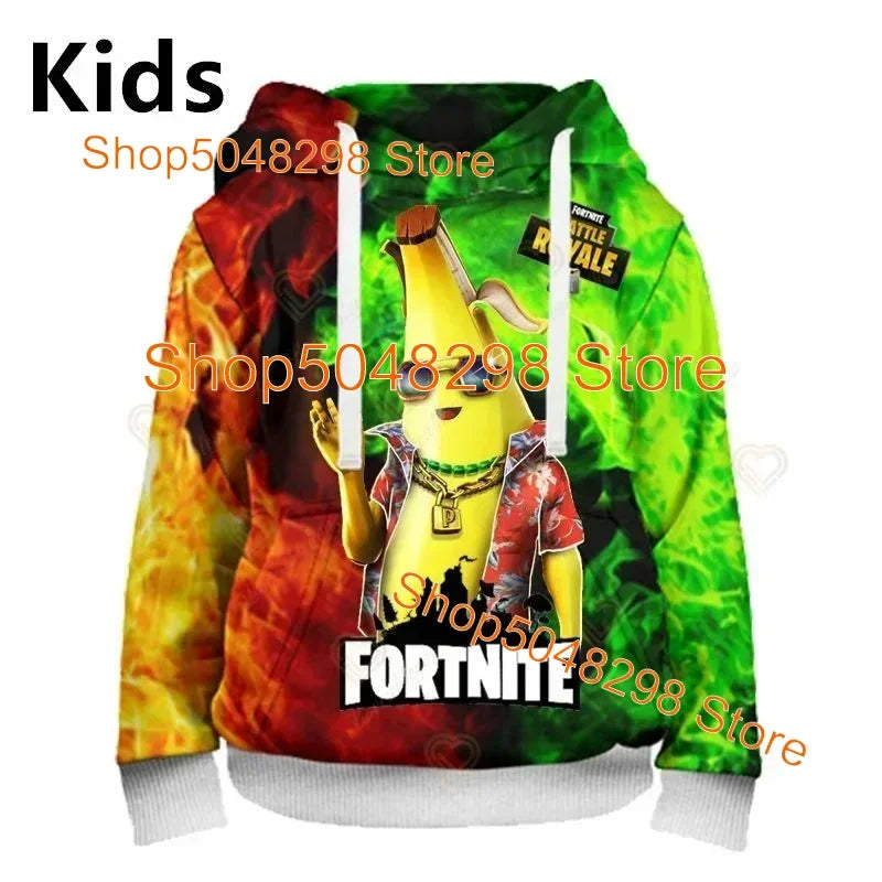 Męskie i damskie bluzy z kapturem z nadrukiem 3D Battle Royale z motywem Fortnite Victory – bluzy z kapturem dla chłopców i dziewcząt w stylu streetwear