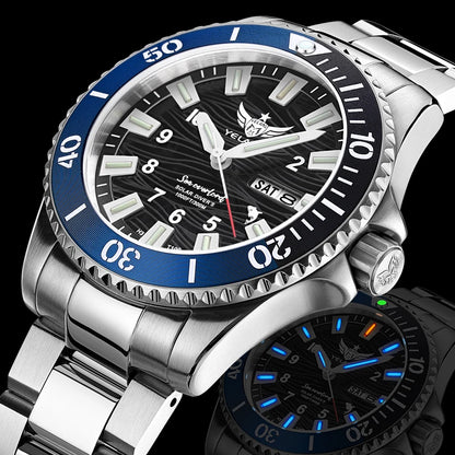 Yelang V1217 42mm Japan Eco-Drive Solar Watch Men's Watch 300M Diver Watch  30ATM Professional Waterproof  Sapphire Luminous