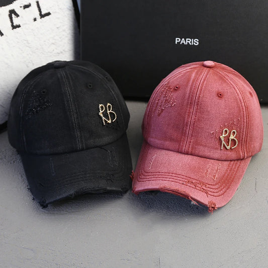 2025 New Korean Luxury Baseball Cap Design Sun Hat American Youth Personalized Water Washed Punched Fashion Baseball Hat Trend