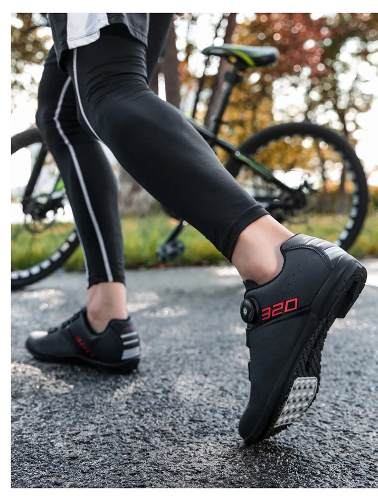Scarpe da ciclismo professionali con suola in gomma, fibbia a bottone, scarpe da MTB da donna senza chiusura, scarpe da ciclismo indoor da uomo, scarpe da ciclismo cross-country