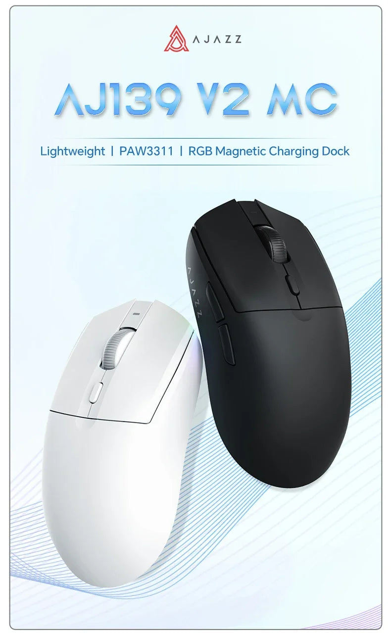 AJAZZ AJ139 V2 MC/AJ139 PRO kabellose Gaming-Maus mit PAW3311/PAW3395-Sensor, 12000DPI/26000DPI, 500mAh, Bluetooth-Gaming-Maus für PC