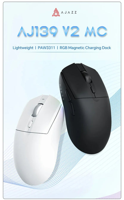 AJAZZ AJ139 V2 MC/AJ139 PRO kabellose Gaming-Maus mit PAW3311/PAW3395-Sensor, 12000DPI/26000DPI, 500mAh, Bluetooth-Gaming-Maus für PC