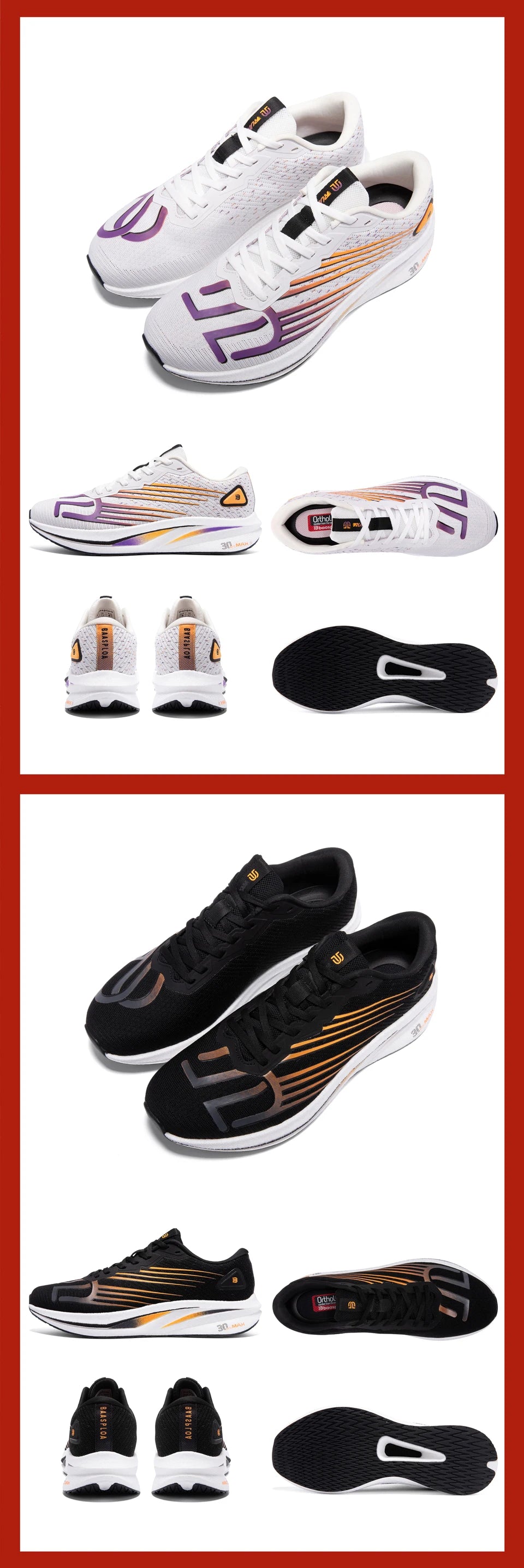 Baasploa Men Professional Running Shoes Lightweight Breathable Jogging Sports Shoes Female Carbon Plate Anti-slip Sneakers