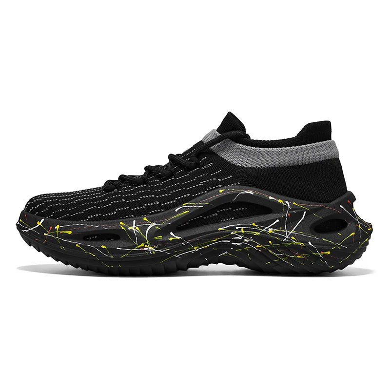 Men Sports Shoes Soft Light Mesh Thick Sole Anti Slip Tennis Shoes Spring Lace Up Outdoor Fitness Running Shoes