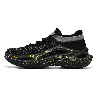 Men Sports Shoes Soft Light Mesh Thick Sole Anti Slip Tennis Shoes Spring Lace Up Outdoor Fitness Running Shoes
