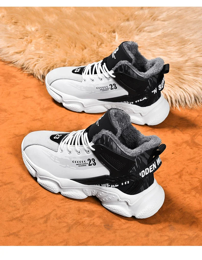 Baskets en peluche coordonnantes imperméables pour hommes, chaussures de tennis pour hommes, pantoufles chaudes, bottes d'hiver, nouveau, 2024