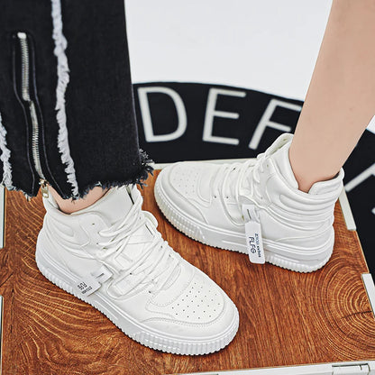 Fashion Casual Sneakers High Top Skateboard Shoes Student Boots Men and Women Trend Wear Resistant Two-color Couples
