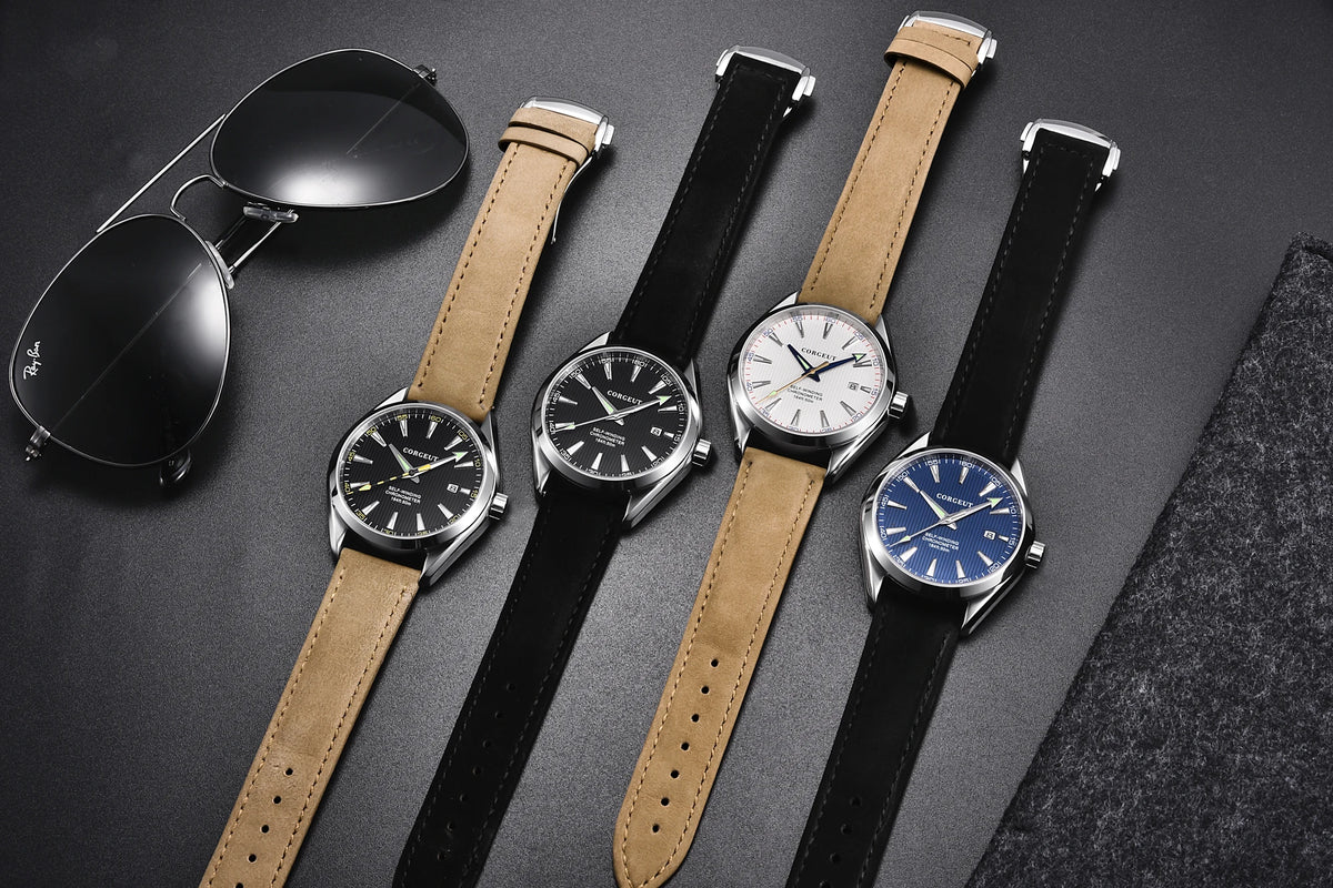Orologi CORGEUT NH35/MIYOTA 8215 da uomo con cinturino in pelle, meccanici automatici, vetro zaffiro, orologi alla moda, casual e sportivi