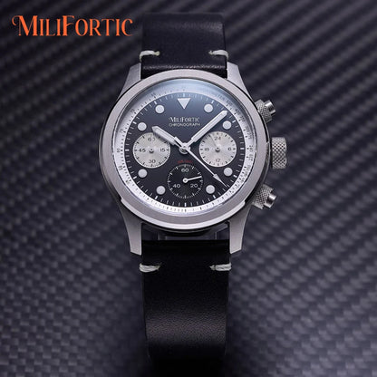 Milifortic 39MM Fashion Chronograph Watch Man R086 Retro C3 Luminous Stainless Steel Waterproof 100M VK63 Quartz Watches For Man