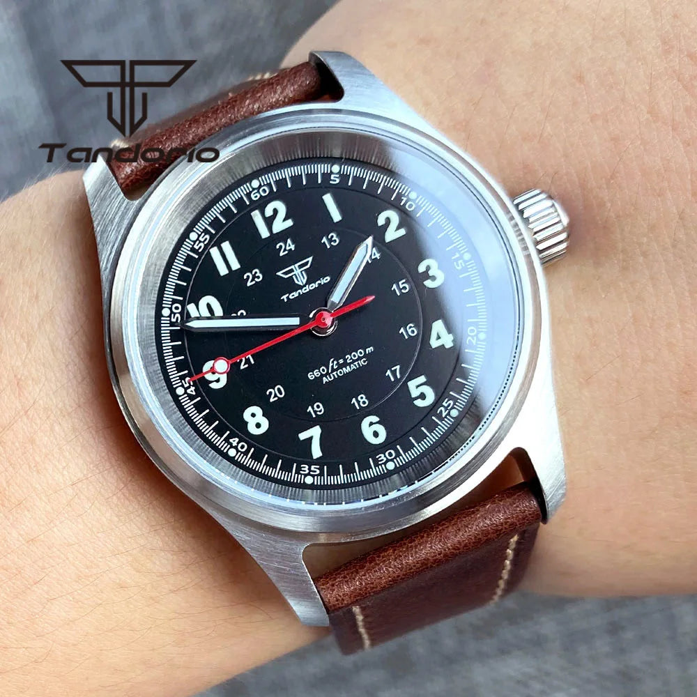 Tandorio 36 mm Fashion 20 BAR automatisk dykar- och pilotklocka för män och kvinnor NH35/PT5000/Miyota8215-urverk safirglas armbandsur med grön luminiscens