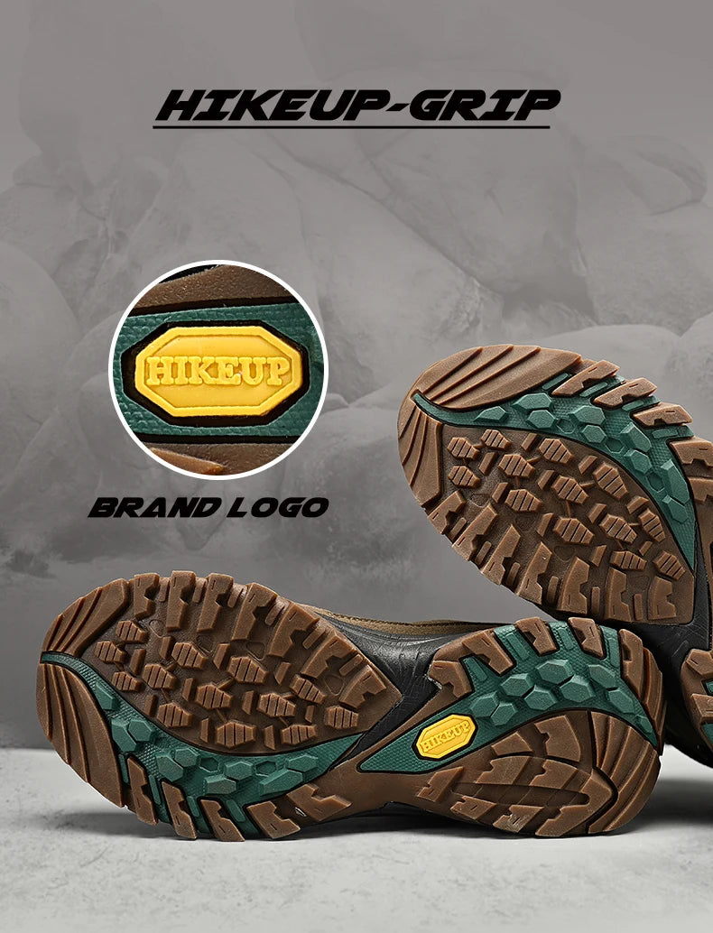 HIKEUP Scarponi da trekking da uomo alti, scarpe invernali da outdoor, con lacci, antiscivolo, sportive, casual, da trekking, in pelle scamosciata, calde