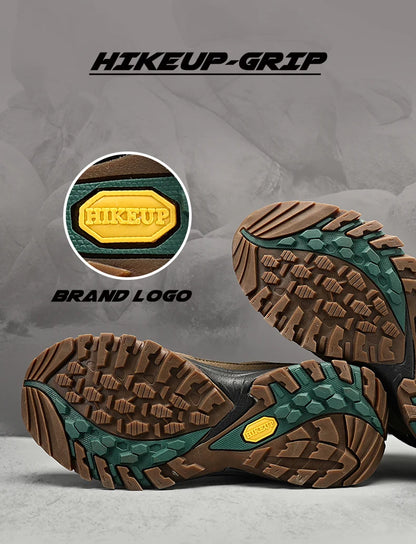 HIKEUP Scarponi da trekking da uomo alti, scarpe invernali da outdoor, con lacci, antiscivolo, sportive, casual, da trekking, in pelle scamosciata, calde