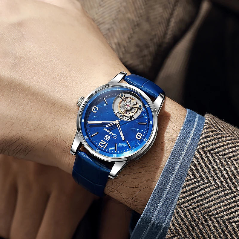 Montre Tourbillon Homme Mode Sport Automatique Mécanique Étanche Montre-bracelet de luxe de marque haut de gamme