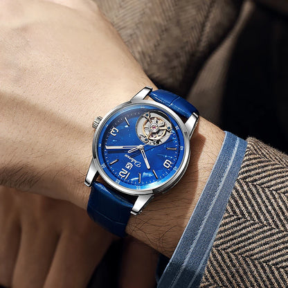 Montre Tourbillon Homme Mode Sport Automatique Mécanique Étanche Montre-bracelet de luxe de marque haut de gamme