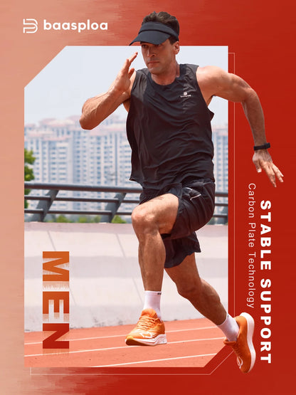 Baasploa Men Professional Running Shoes Lightweight Breathable Jogging Sports Shoes Female Carbon Plate Anti-slip Sneakers
