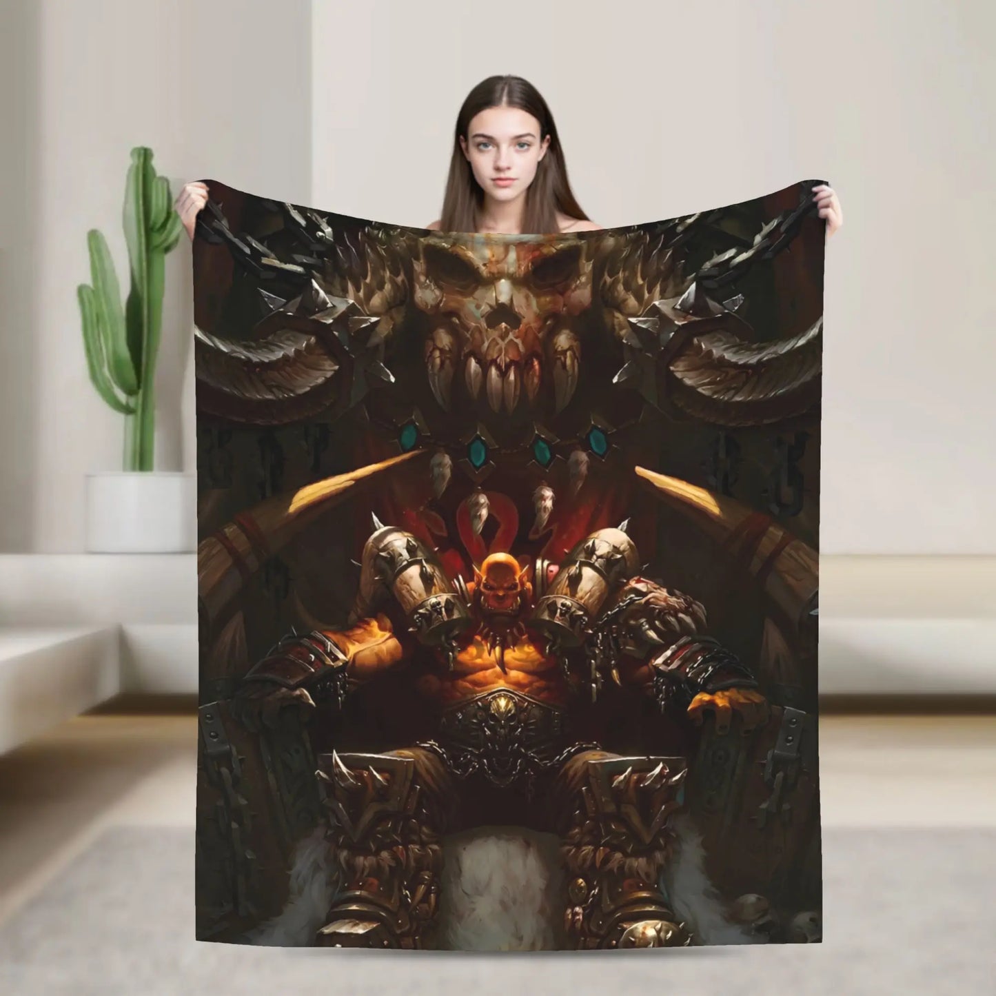 WOW World of Warcraft Arthas Retro Game Flannel Blanket  Super Warm Throw Blanket for Bedroom Camping Bedspread Sofa Bed Cover