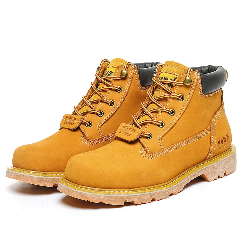 KOWM Cowhide Outdoor Men Hiking Shoes Waterproof Tactical Desert shoes Hunting Boots Snow Boots Fur Sneaker Women Trekking Shoes