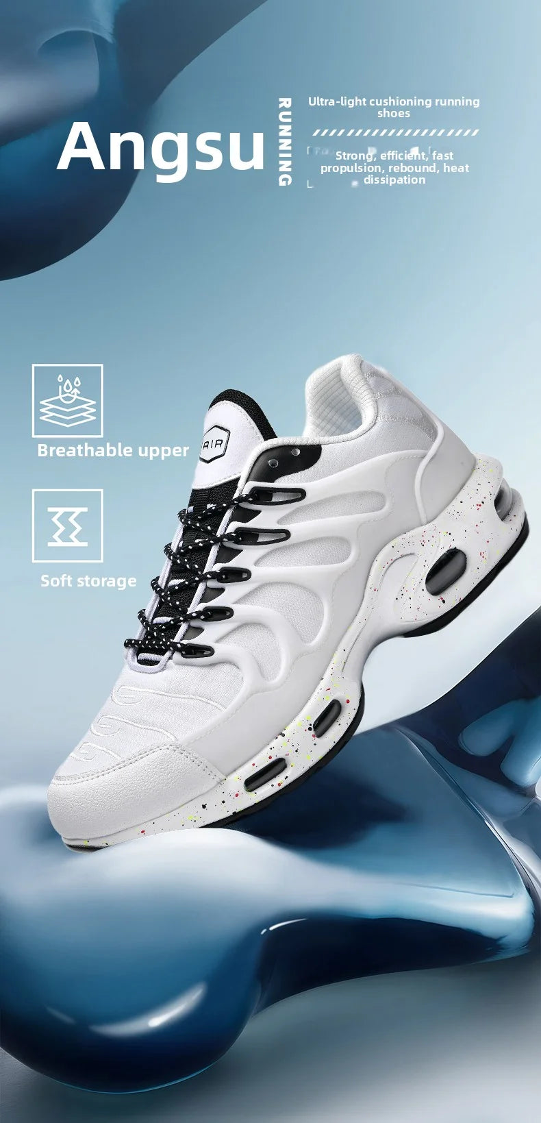 Men's air cushioned running shoes, marathon sports, breathable and lightweight, women's comfortable and non slip casual shoes