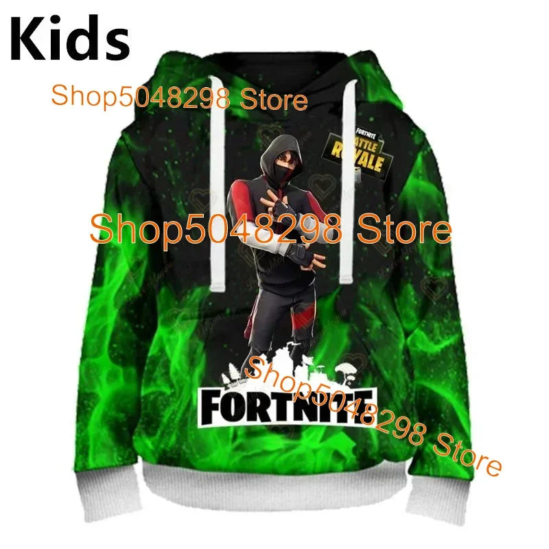 Męskie i damskie bluzy z kapturem z nadrukiem 3D Battle Royale z motywem Fortnite Victory – bluzy z kapturem dla chłopców i dziewcząt w stylu streetwear