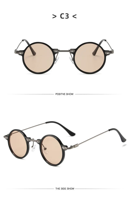 Occhiali da sole rotondi per uomo e donna, occhiali da sole retrò in stile steampunk, occhiali da sole da uomo e da donna, occhiali da sole di marca, montatura in metallo, occhiali da sole