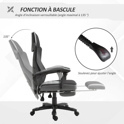 Ergonomic Gaming Office Chair, Grey & Black, Adjustable Height, 360° Swivel,MeshFabric, High-Density Foam, Easy Assembly,