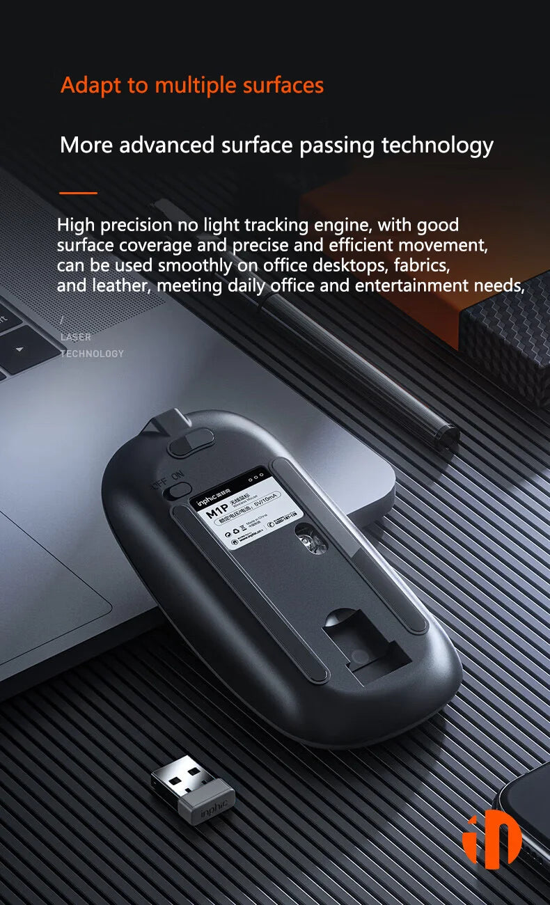 Inphic M1P Wireless Silent Office Mouse Ultra-Thin Portable USB Interface Battery Power Display TYPE-C Charging Wireless Mouse