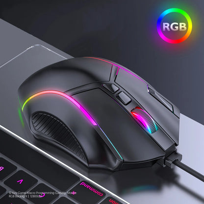 Gaming Mouse RGB Wired Mouse 12800DPI 12 Keys Macro Definition Computer Replacement Accessories Photoelectric Working