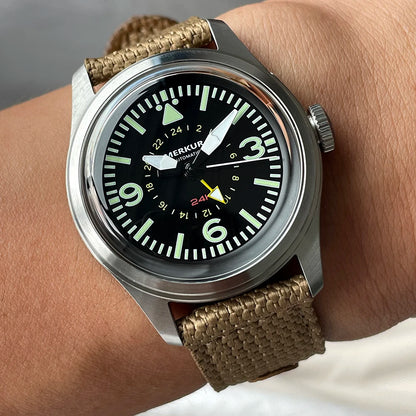Merkur Retro Watch for Men Skin Diver Watch Vintage 24H Automatic Mechanical Watch 38mm Luminous Waterproof Relojes Para Hombres