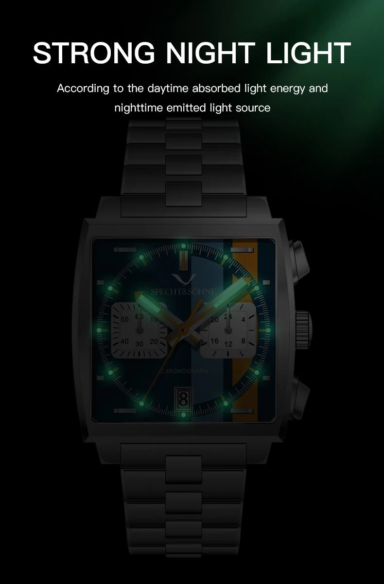 Relojes Hombre Specht & Söhne New Hot Watches Men Luxury Brand Male Japan VK64 Chronograph Trendy Sport Wristatch Waterproof