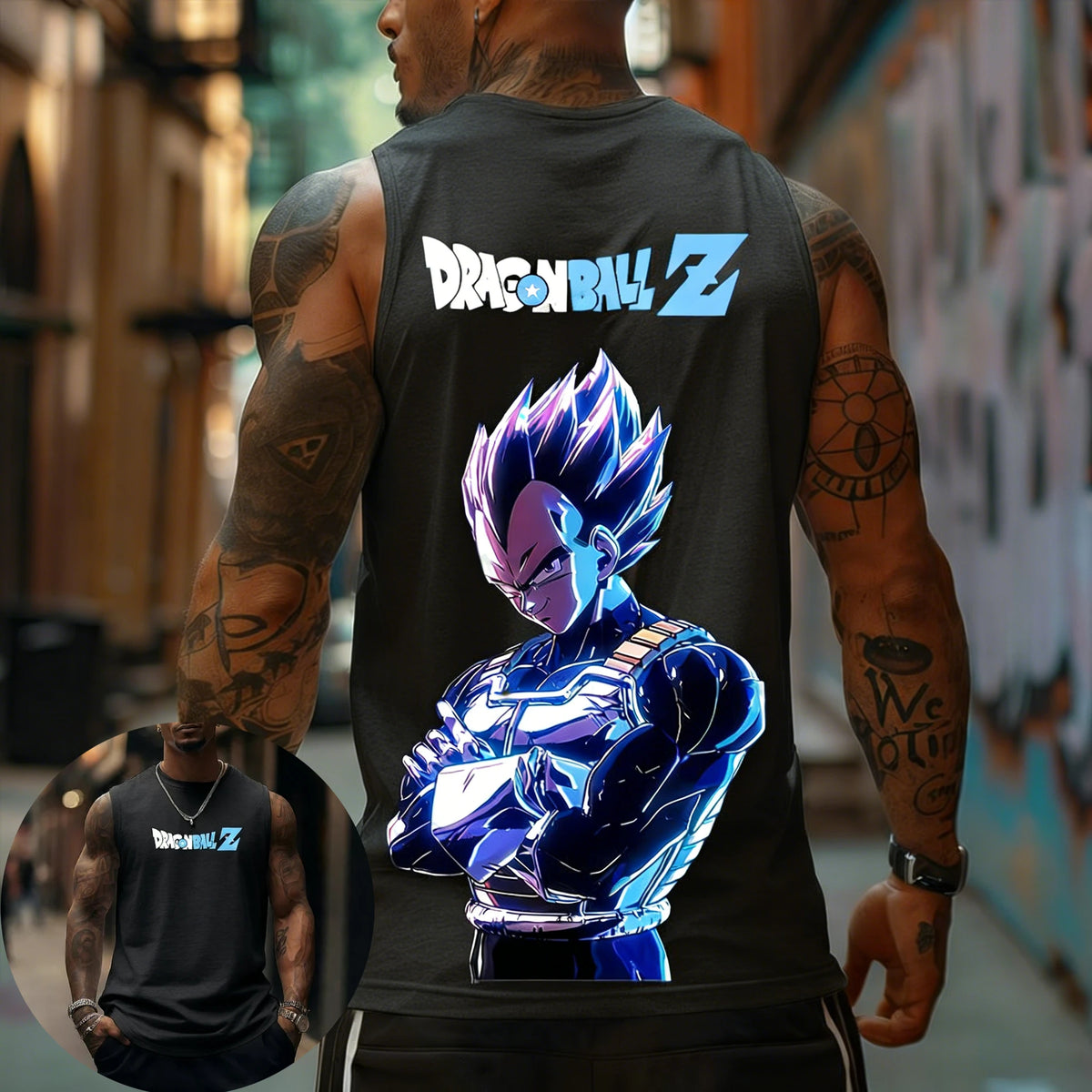 Dragon Ball Z Super Blue Vegeta American Retro Fitness Prsluk Y2K Harajuku stil za proljeće i ljeto Nova muška majica za svakodnevno nošenje