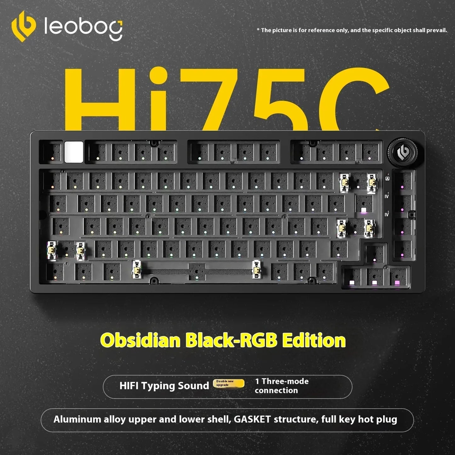 Kit tastiera meccanica LEOBOG Hi75C 3 modalità/cablata Hot Swap con manopola, RGB, guarnizione in lega di alluminio, kit tastiera Hi75C per PC, regalo personalizzato