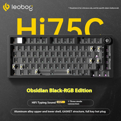 Kit tastiera meccanica LEOBOG Hi75C 3 modalità/cablata Hot Swap con manopola, RGB, guarnizione in lega di alluminio, kit tastiera Hi75C per PC, regalo personalizzato