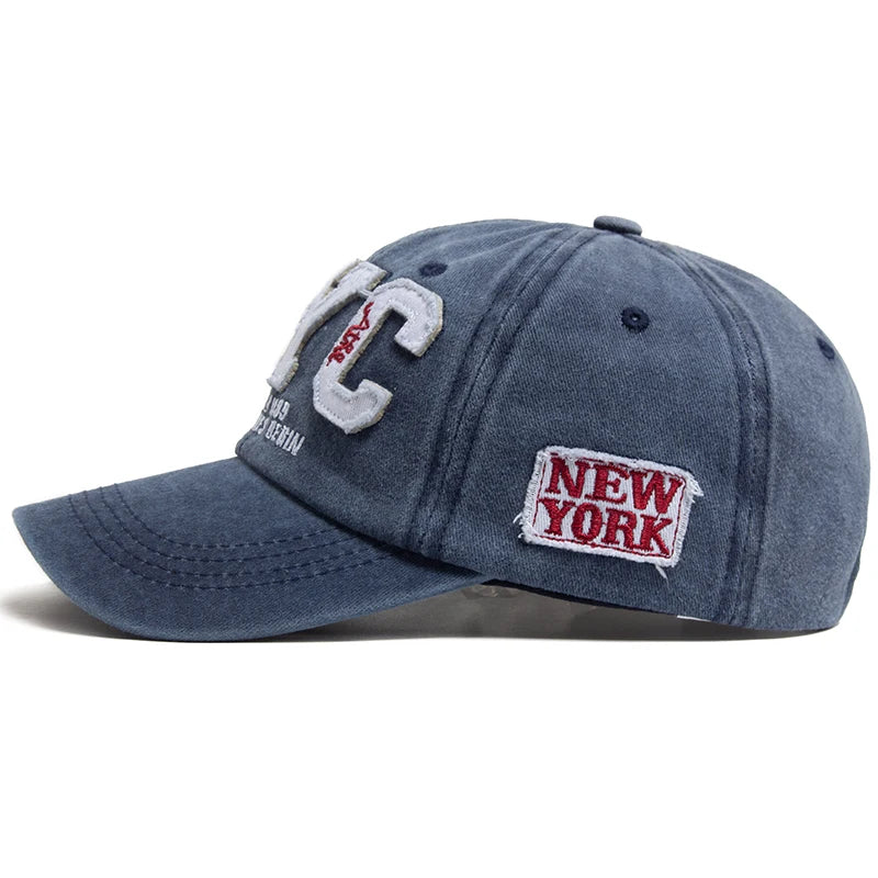 New Vintage Big Letter NYC Baseball Cap Men Cotton Washed Spring Autumn Visor Soft Snapback Fashion Hat For Women