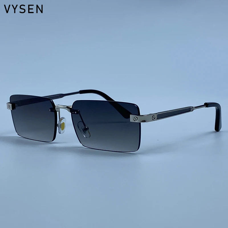 Vintage Rimless Rectangle Sunglasses Men 2026 Luxury Brand Designer Square Metal Frame Sun Glasses Hip Hop Y2K Fashion Eyewear