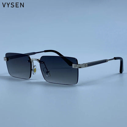 Vintage Rimless Rectangle Sunglasses Men 2026 Luxury Brand Designer Square Metal Frame Sun Glasses Hip Hop Y2K Fashion Eyewear